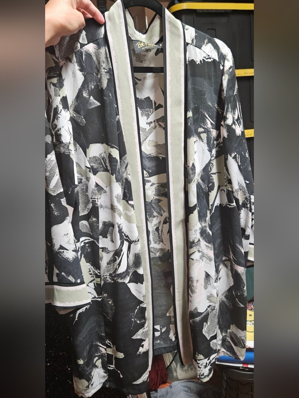 Bob Mackie Wearable Art Abstract Floral Open Front Duster Jacket XL - Picture 7 of 11